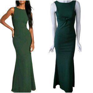 Lulus Love In Your Eyes Hunter Green Knotted Mermaid Maxi Dress XS